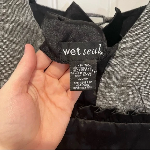 y2k wet seal gray and black baby doll v neck dress medium - Picture 5 of 9